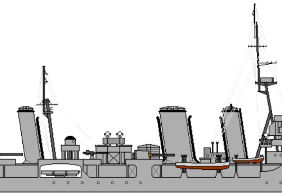 HMS Enterprise D53 [Light Cruiser] (1934) - drawings, dimensions, pictures